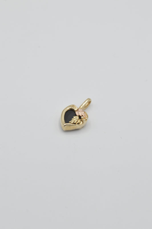Dainty Onyx Heart Charm, 14k