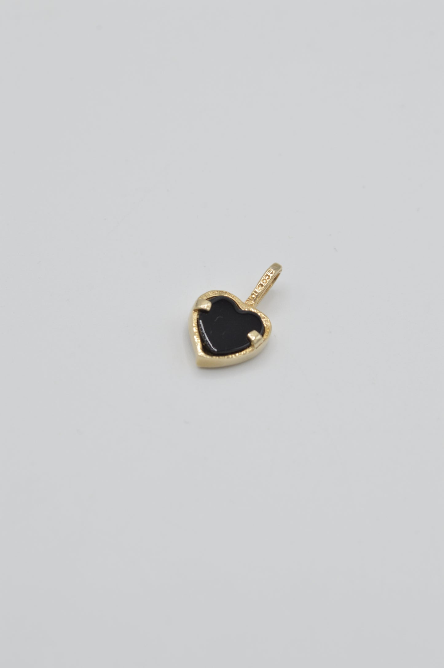 Dainty Onyx Heart Charm, 14k
