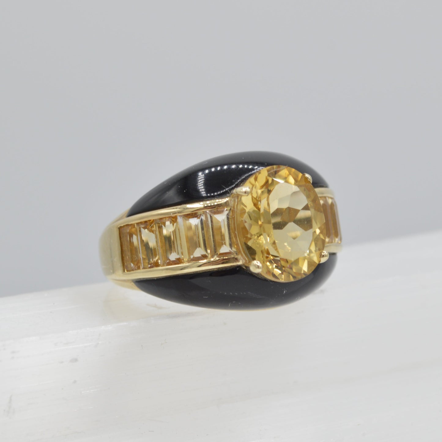 Citrine on Onyx Ring