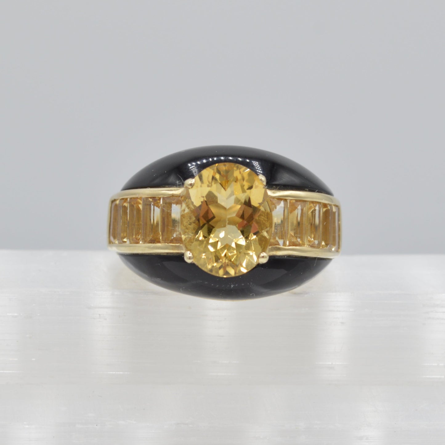 Citrine on Onyx Ring