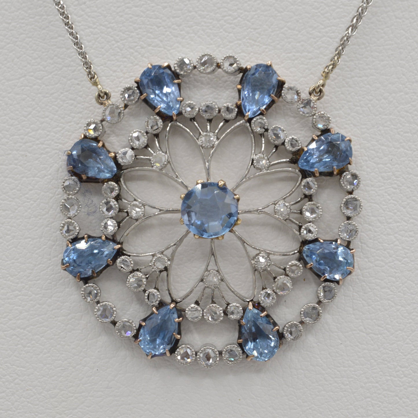 Aquamarine Edwardian Necklace, Plat.