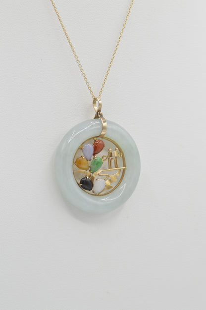 Jade Landscape Pendant, 14k