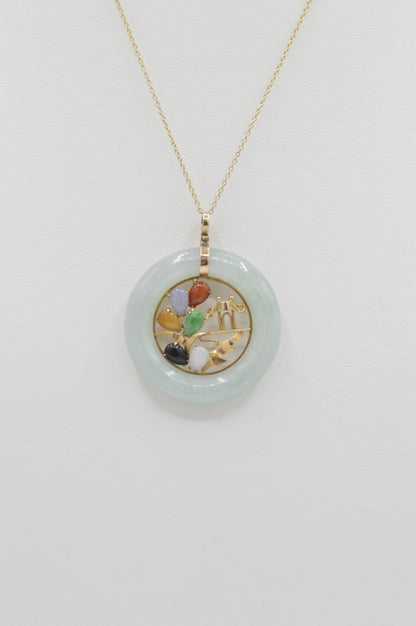 Jade Landscape Pendant, 14k