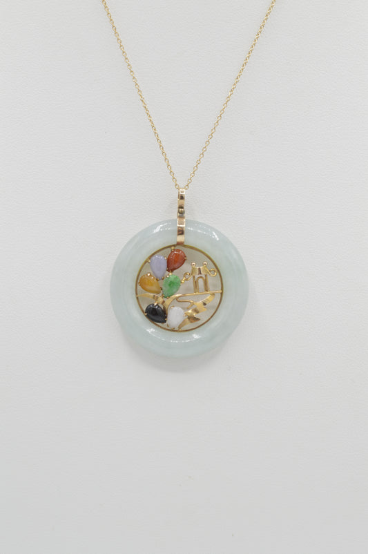 Jade Landscape Pendant, 14k