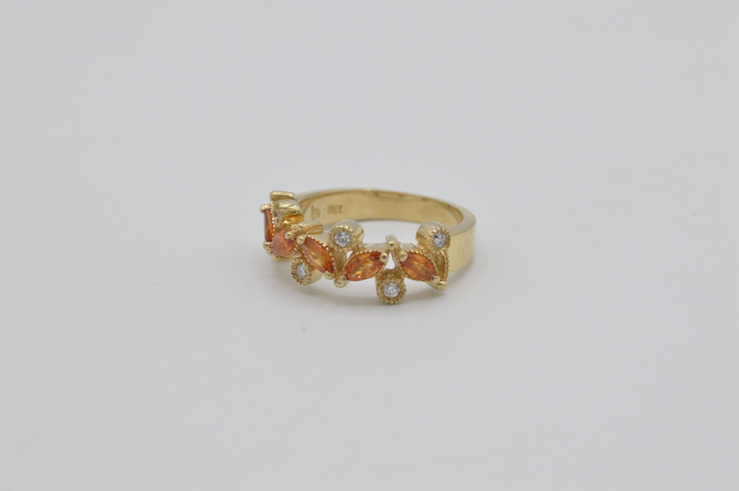 Orange Sapphire Band, 14k