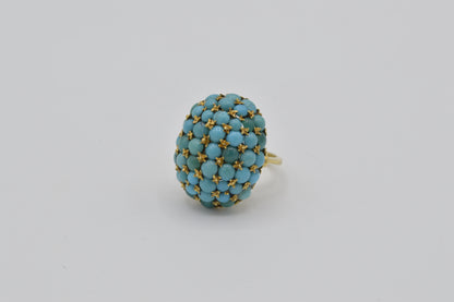 Turquoise Pillow Ring, 18k