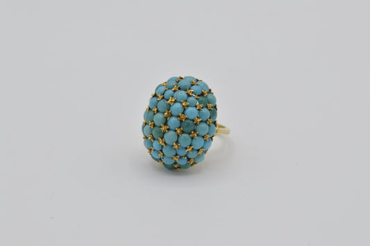 Turquoise Pillow Ring, 18k