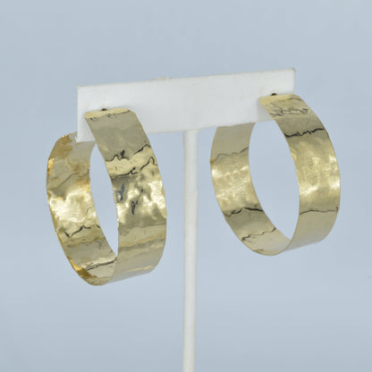 Gold Hammered Hoops