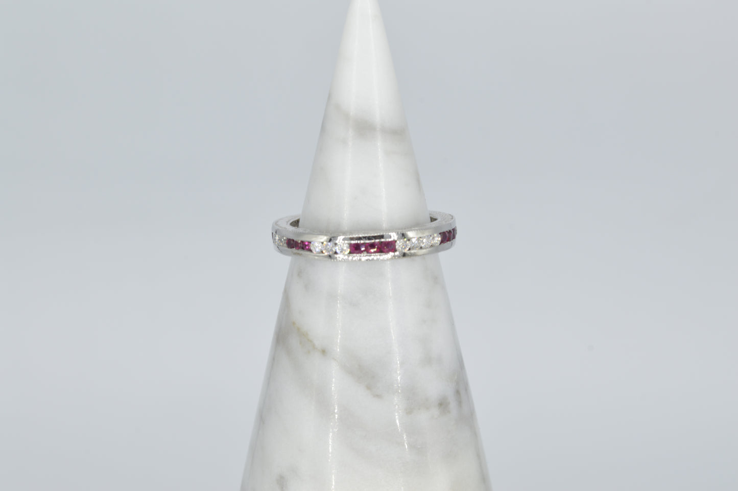 Round Ruby & Diamond Platinum Band