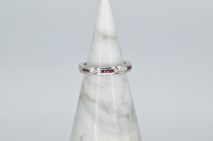 Round Ruby & Diamond Platinum Band