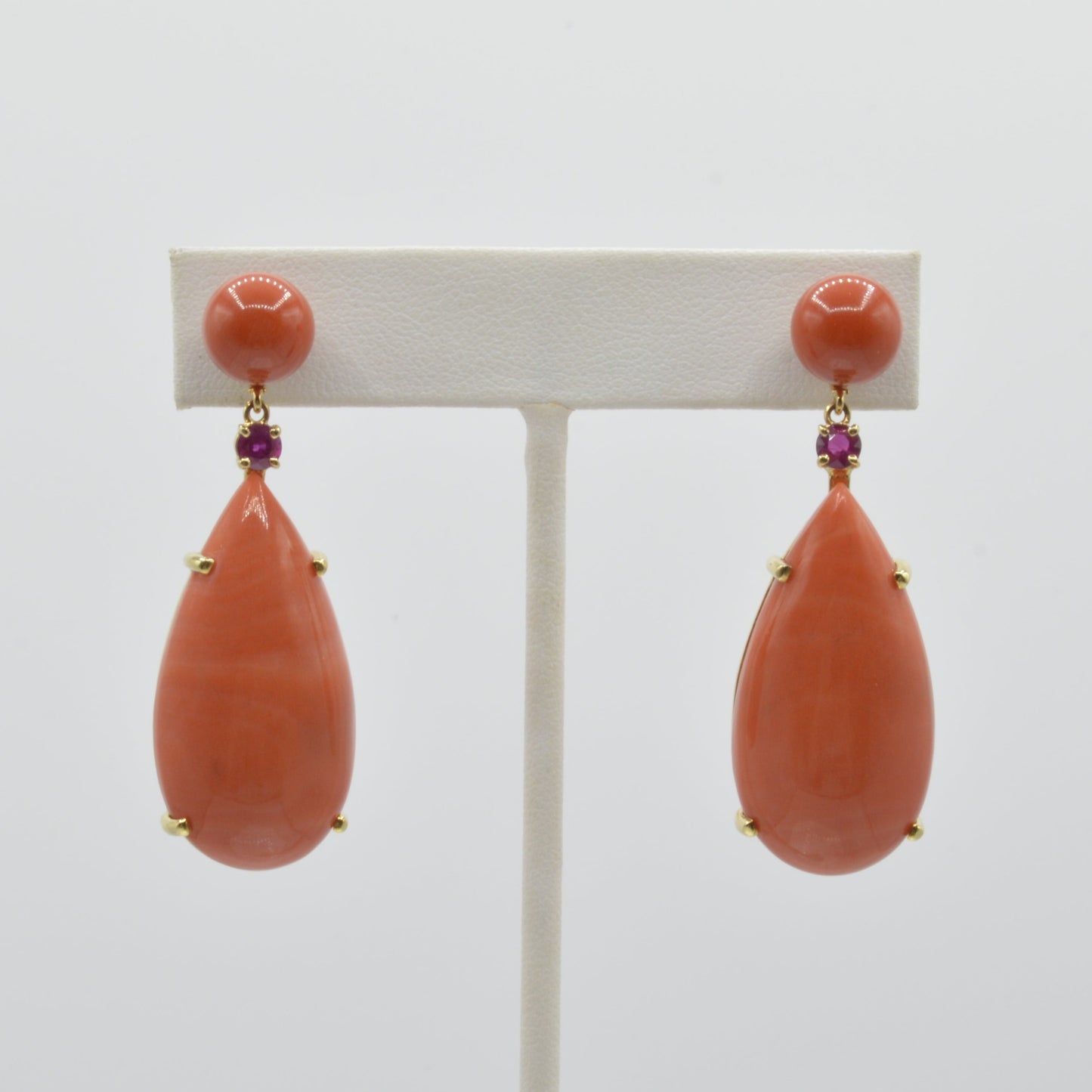 Ruby & Coral Teardrop Earrings