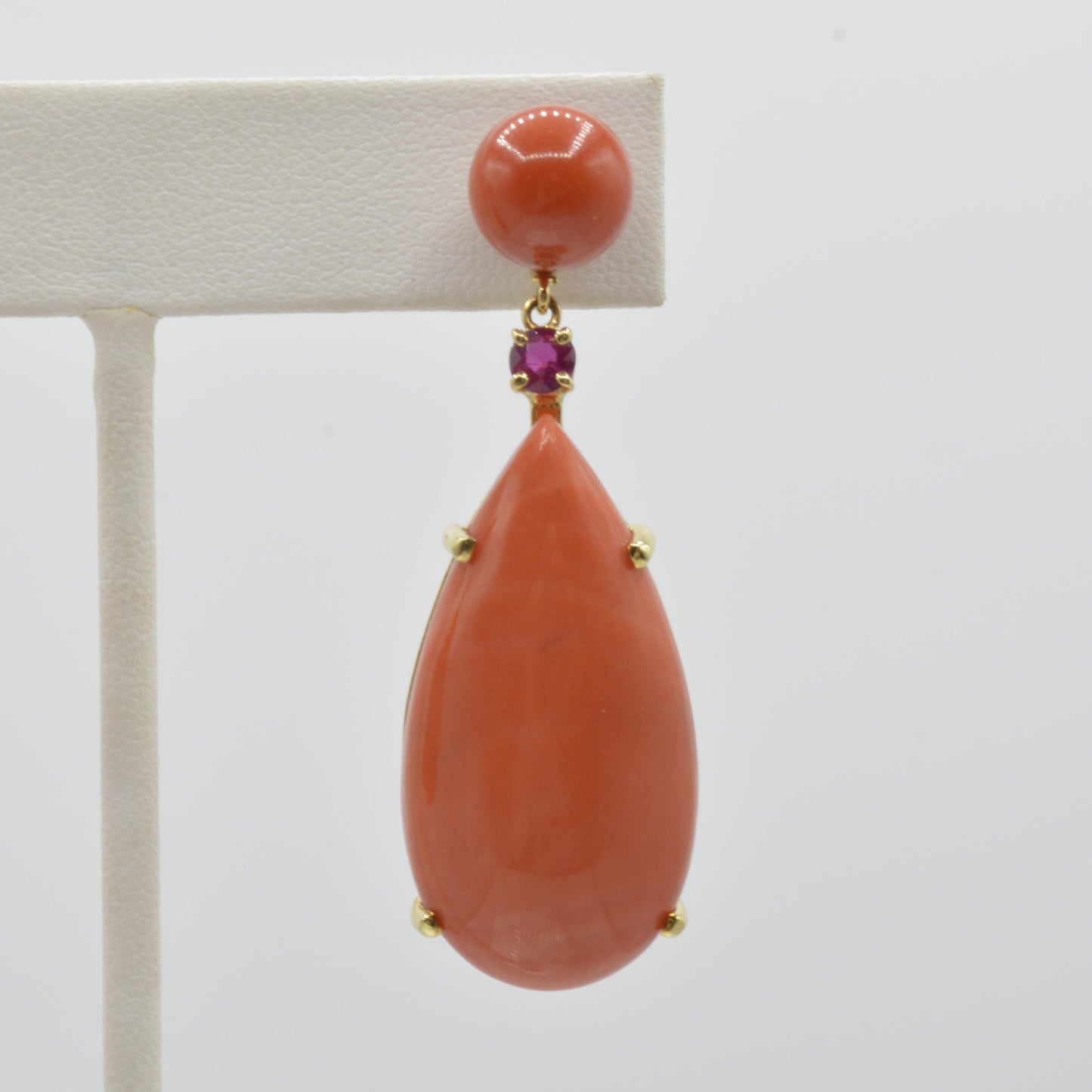 Ruby & Coral Teardrop Earrings