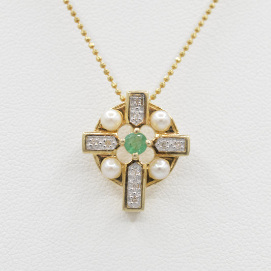 Pearl & Emerald Cross