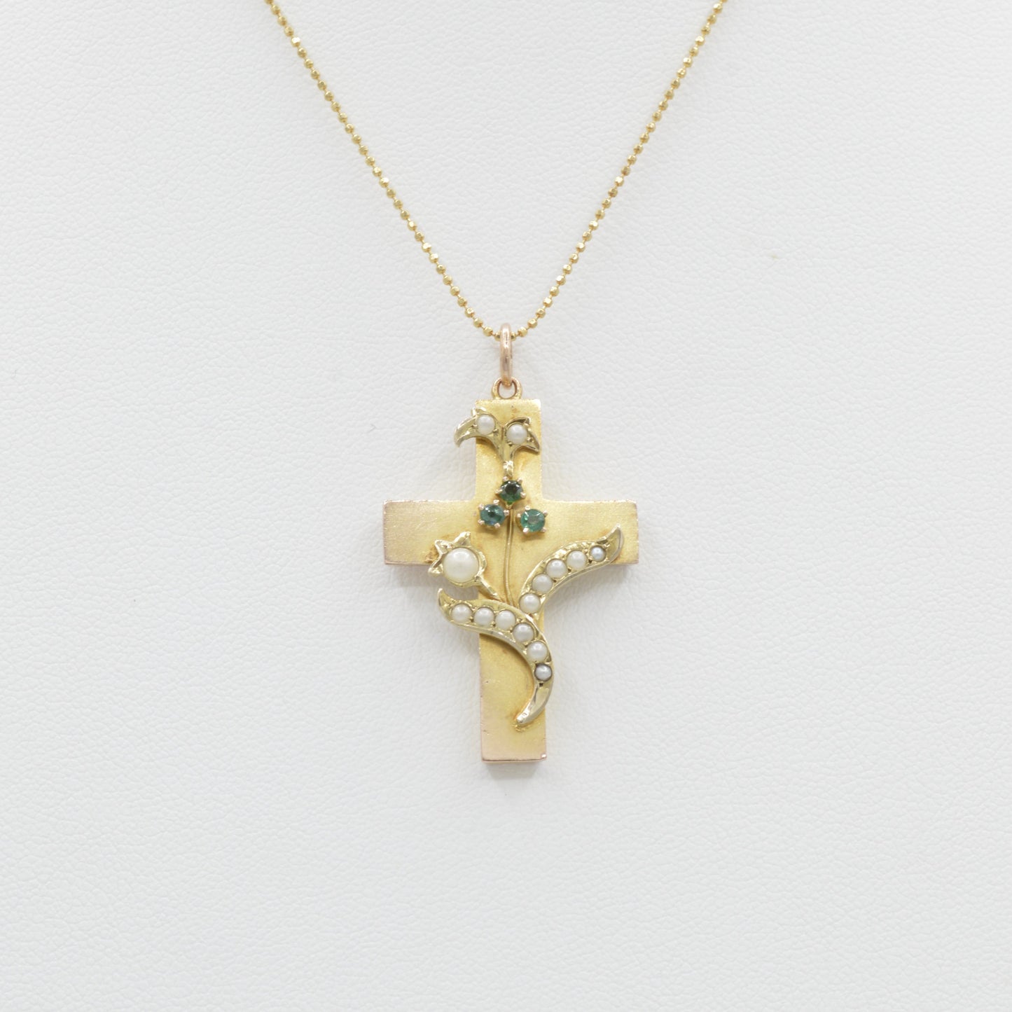 Antique Pearl & Emerald Cross