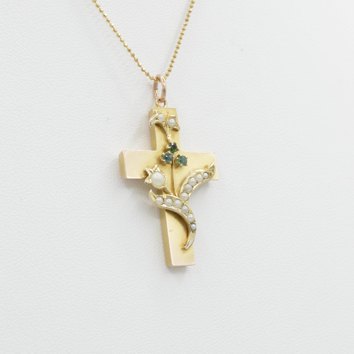 Antique Pearl & Emerald Cross