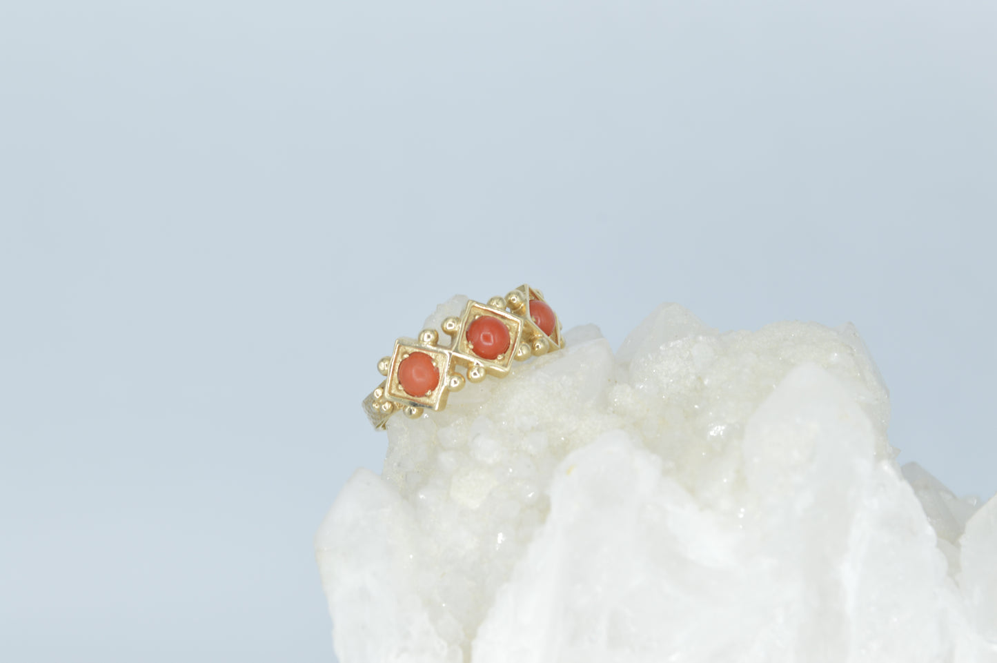 Tri Coral Ring