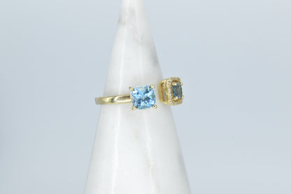 Double Blue Topaz Ring