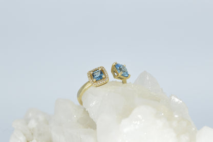 Double Blue Topaz Ring