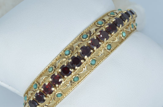 Garnet & Turquoise Cuff