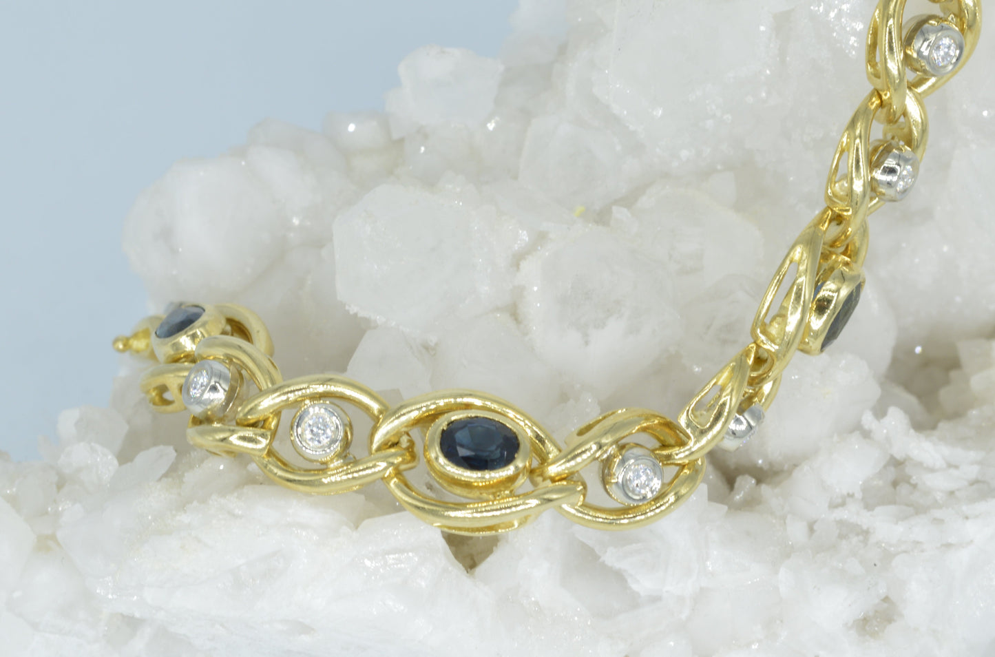 Gold Circled Sapphire & Diamond Bracelet