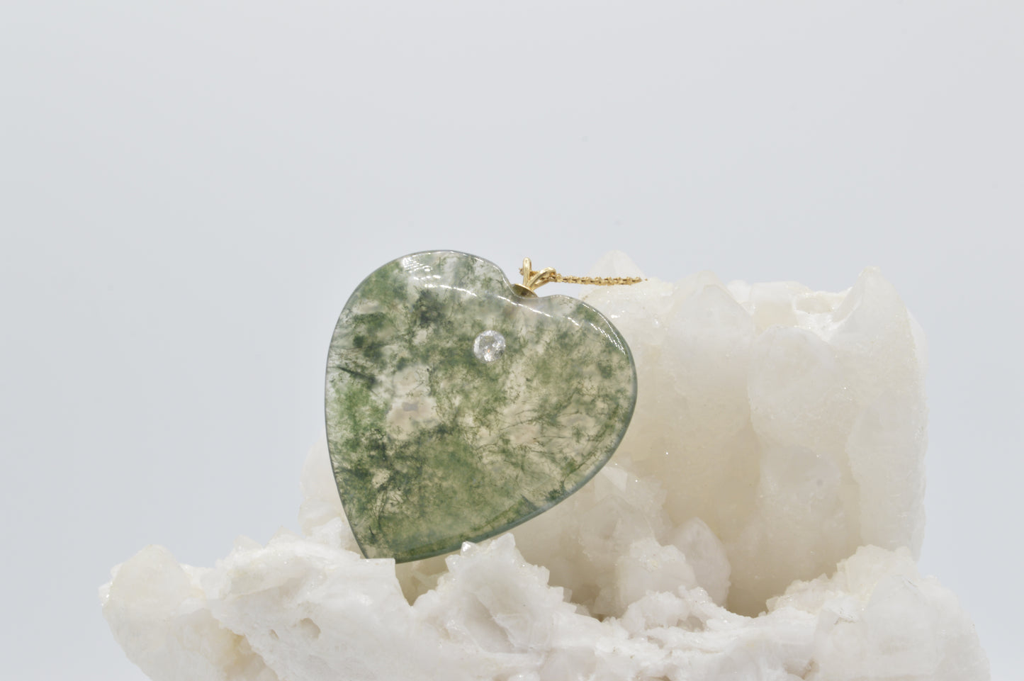 Moss Agate Heart Necklace