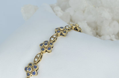 Flower Sapphire & Pearl Bracelet