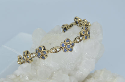 Flower Sapphire & Pearl Bracelet