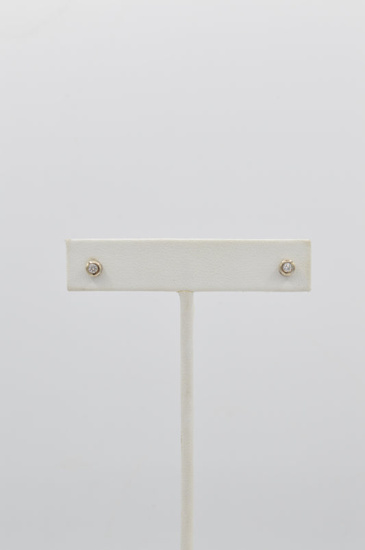 2tone Diamond Bezel Studs, 14k