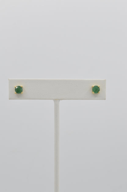 Emerald Square Studs, 14k