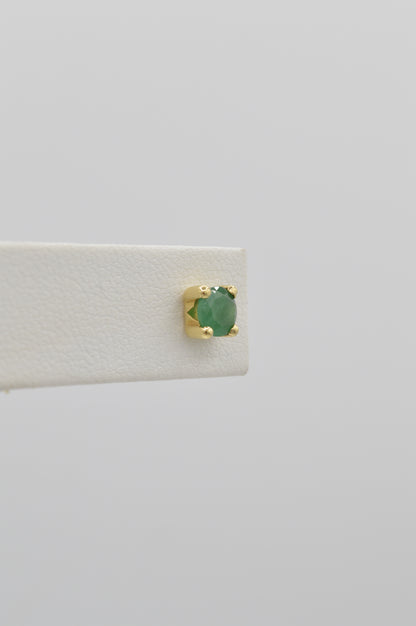 Emerald Square Studs, 14k