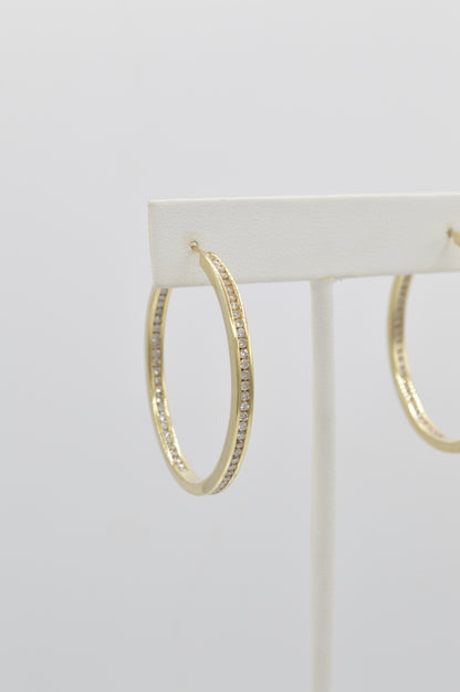 Medium Diamond Hoops, 14k