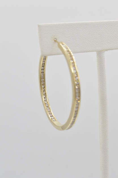 Medium Diamond Hoops, 14k
