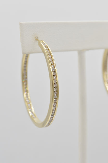 Medium Diamond Hoops, 14k