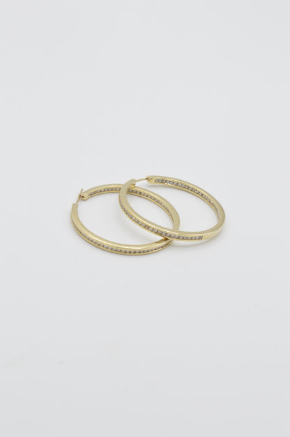 Medium Diamond Hoops, 14k