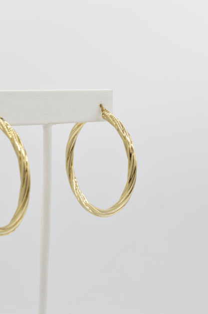 Twisting Hoops, 14k