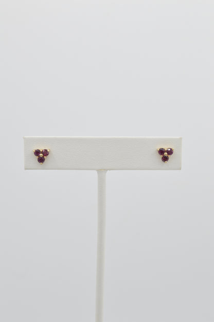 Ruby Clover Studs, 14k
