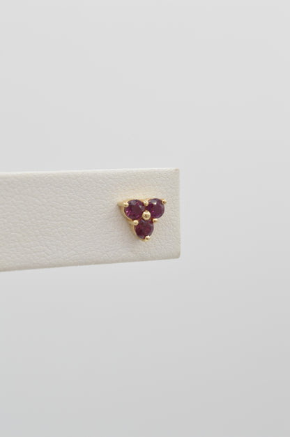 Ruby Clover Studs, 14k
