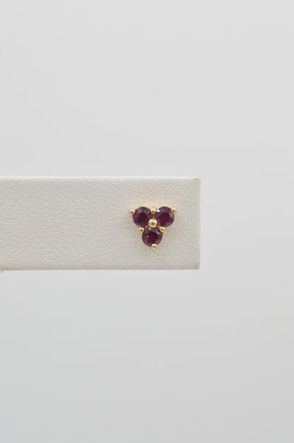 Ruby Clover Studs, 14k