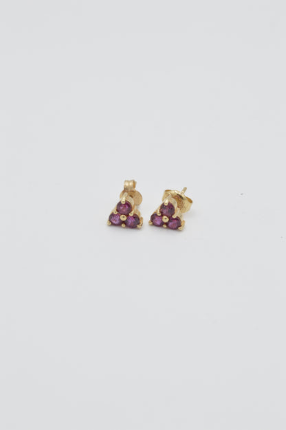 Ruby Clover Studs, 14k