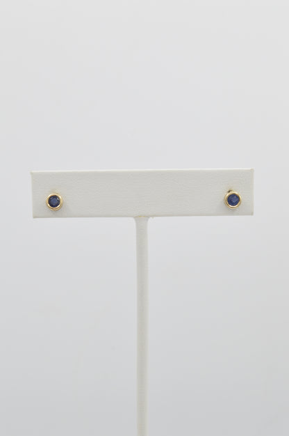 Sapphire Bezel Studs, 10k