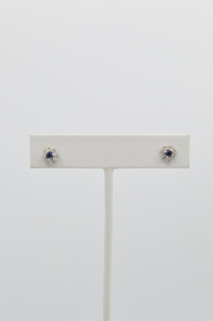 Sapphire & Diamond Studs, 14k