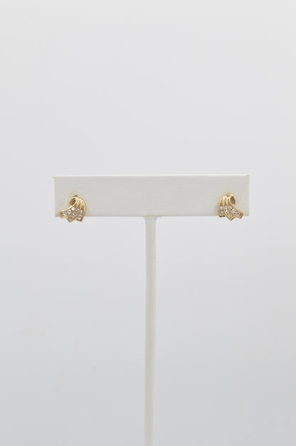 Diamond Fan Studs, 14k