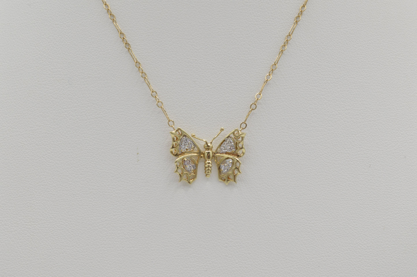 Butterfly Diamond Necklace, 14k