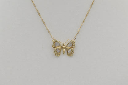 Butterfly Diamond Necklace, 14k