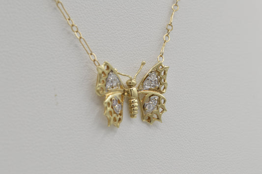 Butterfly Diamond Necklace, 14k