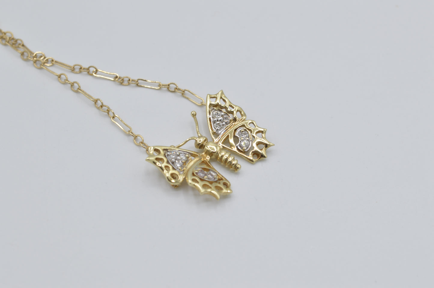 Butterfly Diamond Necklace, 14k