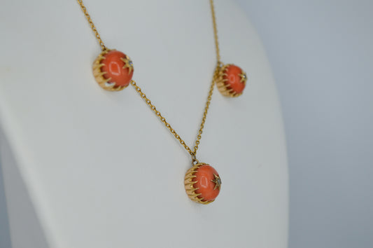 Coral & Diamond Necklace