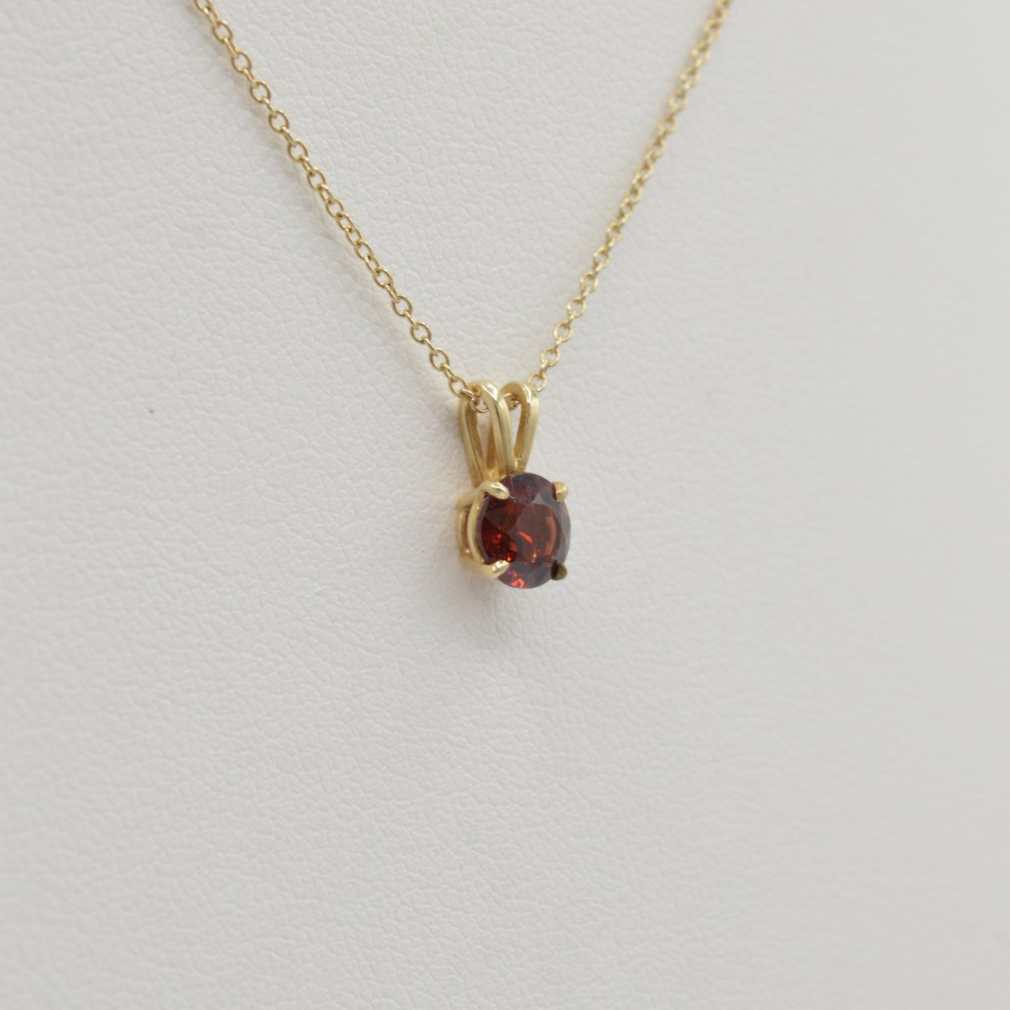 Dainty Garnet Pendant, 14k