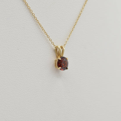 Dainty Garnet Pendant, 14k