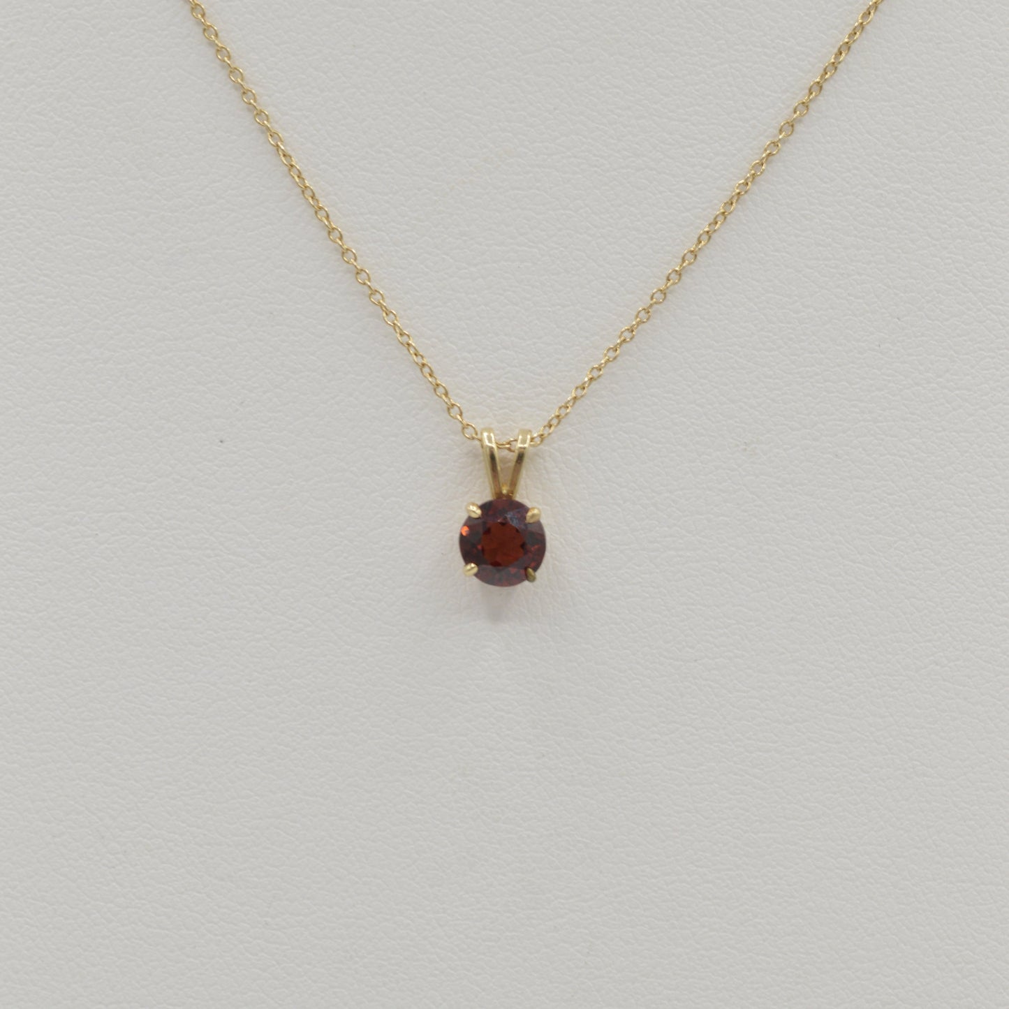 Dainty Garnet Pendant, 14k